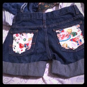 Upcycled jean shorts with pocket covers